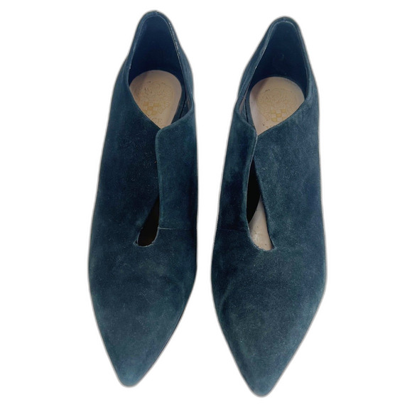 Vince Camuto Metseya Black Suede Bootie Heel Pump Split Vamp Women's Size 8 - Picture 7 of 8
